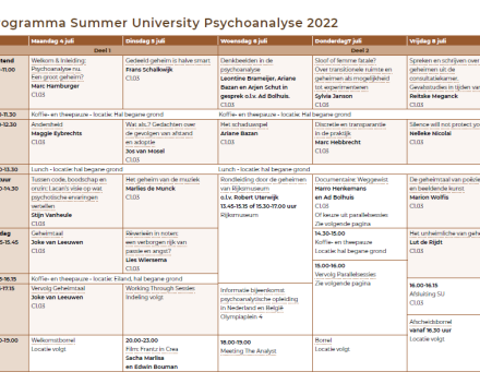 Summer University Psychoanalyse 2022 - Geheimen Gonzen - 4-8 juli 2022