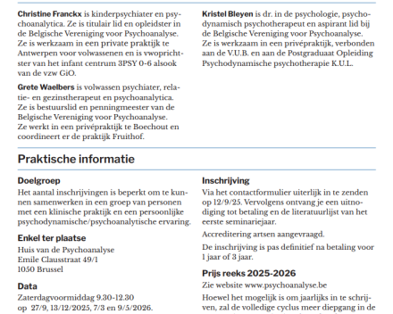Donald Woods Winnicott  *** 3-jarige seminariecyclus (2025-2028) van 4 seminaries/jaar ***